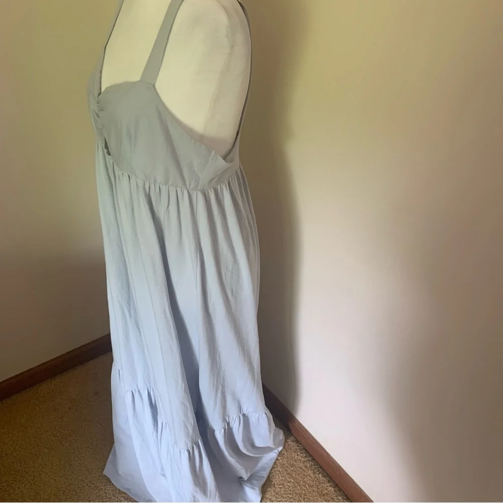 Zara Maxi with Keyhole Opening Smocked Back in Light Blue Size Large NEW! - Picture 9 of 9